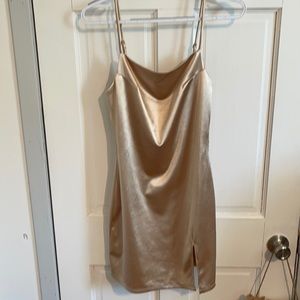 Champagne Satin Mini Dress Size Medium Never Worn